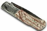 Pocket Knife with Leopard Stone Inlays #370820-1